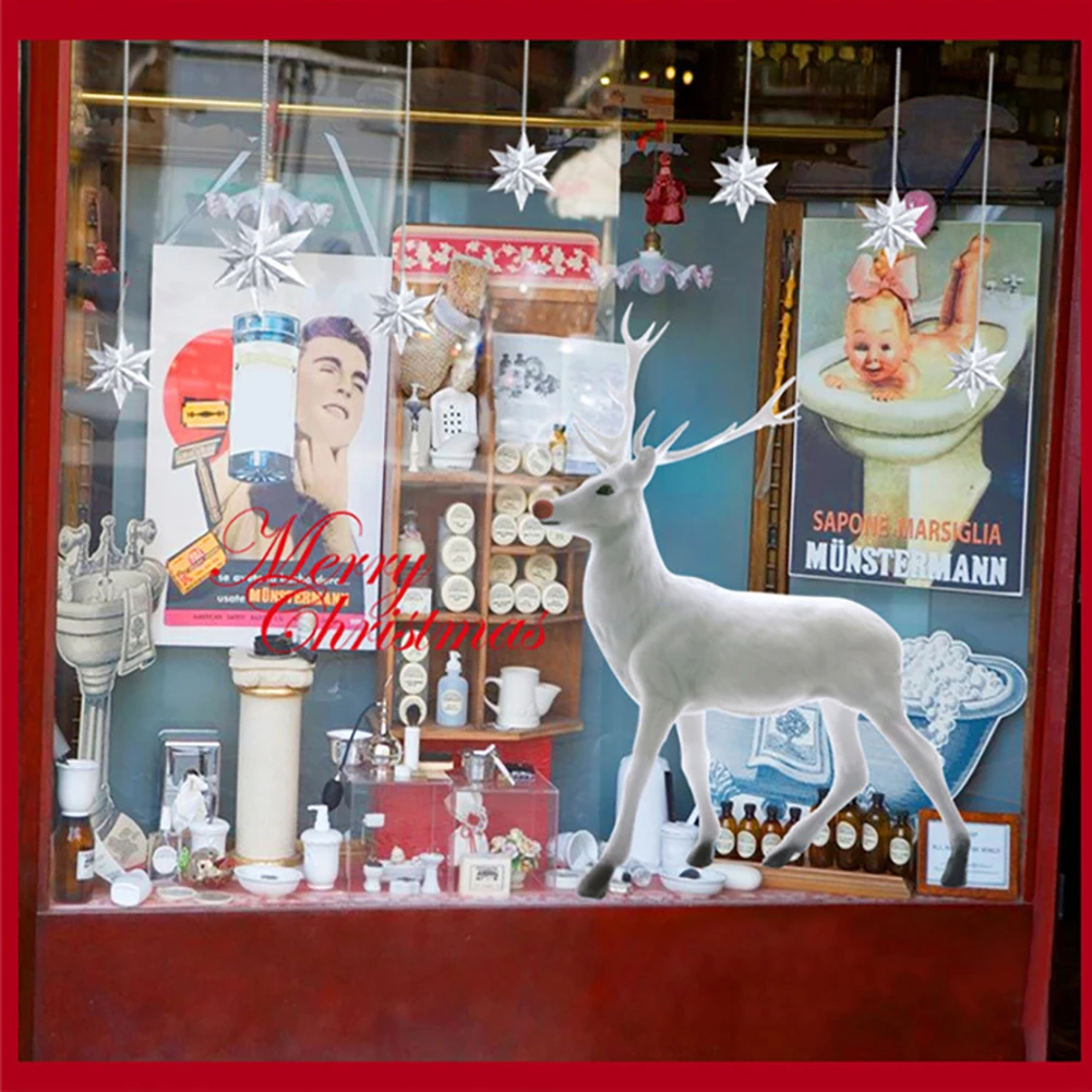 ПВХ Счастливого Рождества оленя лося стикер снежинки стены стекло окна дома