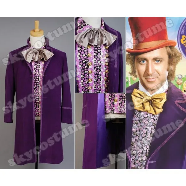 Вилли Вонка и шоколадная фабрика косплей костюм пальто жилет галстук-бабочка