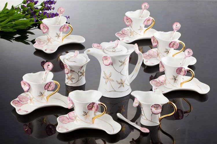 Быстрая, Европейская королевская керамическая кофейная чашка/кружка, набор, роскошная чашка для воды, 15 шт, кофейный набор, чайный сервиз, для свадебного подарка