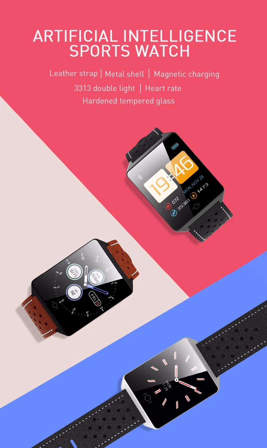 Смарт-часы для мужчин Ck19 с браслетом для измерения пульса, фитнес-трекером и спортивным наручным браслетом для iOS, Android и Apple.