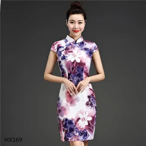 Sheng Coco 5XL китайское традиционное платье с принтом эластичность лен хлопок китайский Qipao короткое улучшение эластичная сила Cheongsam