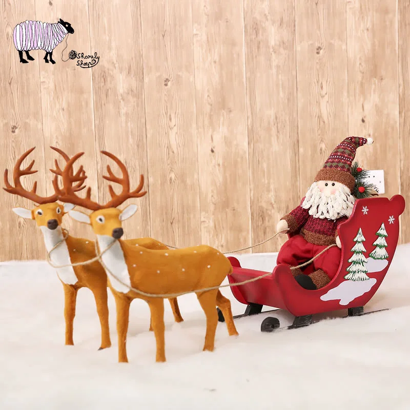 Newborn Baby Christmas Theme Photography Props Wooden Sled Car Deer Set Xmas Tree Photo Shoot fotografia Accessories | Детская одежда и