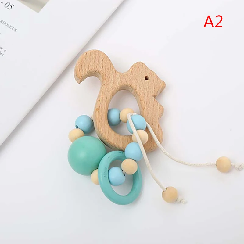 1 Pcs Teether Montessori Bracelets Baby Nursing Wooden Crochet Chew Beads Teething Wood Rattles Toys | Мать и ребенок