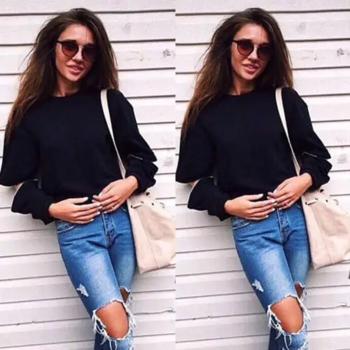 Женский хлопковый свитер с длинным рукавом серый/черный|coat jacket|long clothinglong jumper women |