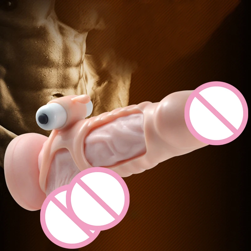 Многоразовые вибрационные Презервативы с длинным рукавом для пениса мужчин