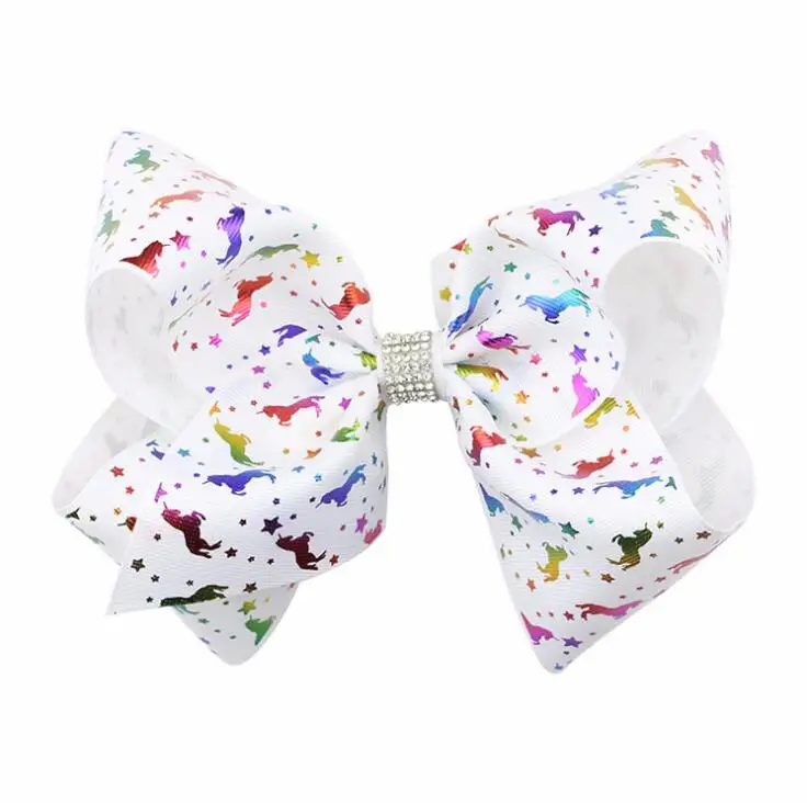 20 шт. Бесплатная доставка белый единорог лук Омбре Радужная фольга лошадиный