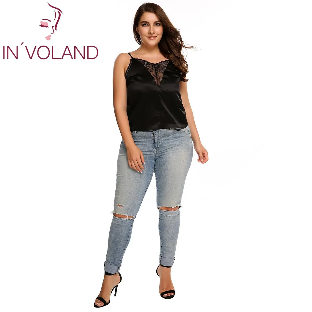 IN'VOLAND женский сексуальный топ майка размера плюс модный Регулируемый брендовый