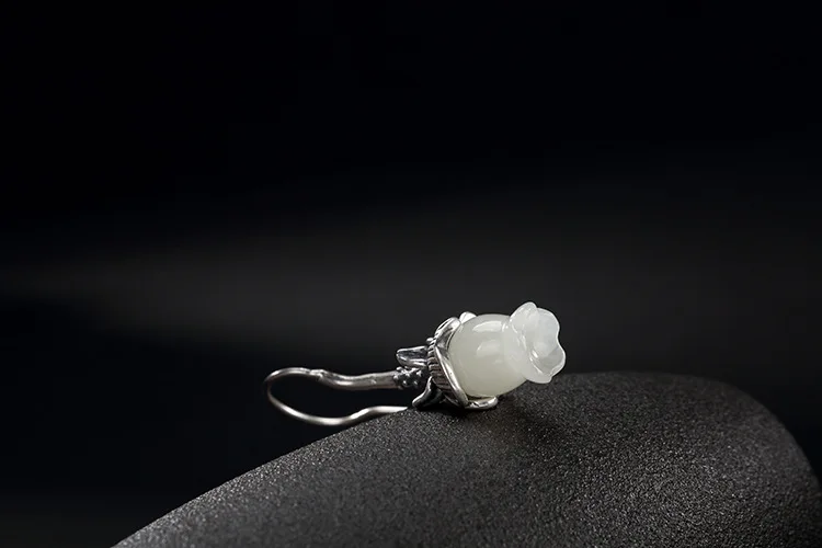 Uglyless Lily of the Valley цветочные серьги для женщин ручной работы белые серьги с нефритом Твердые 925 Серебряные тонкие украшения тайские серебряные