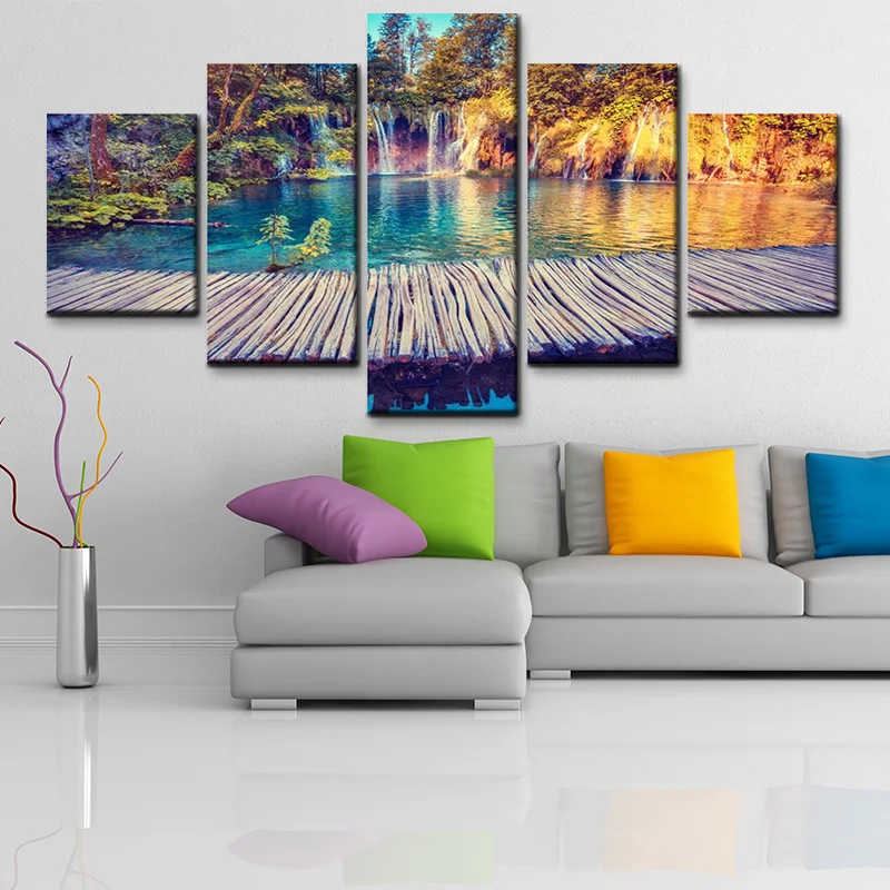 Хорватский национальный парк бирюзовая вода пейзаж Картина HD Печать Большой 5 шт