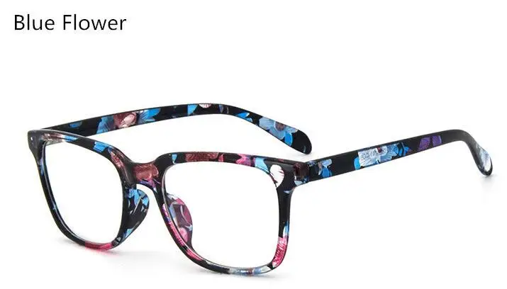 C8 Blue Floral Негабаритных рецепт очки тренд унисекс Квадратные прозрачные очки с 0 градусов зрелище Рамки Винтаж оптика очки рамки - Цвет оправы: C8 Blue Floral