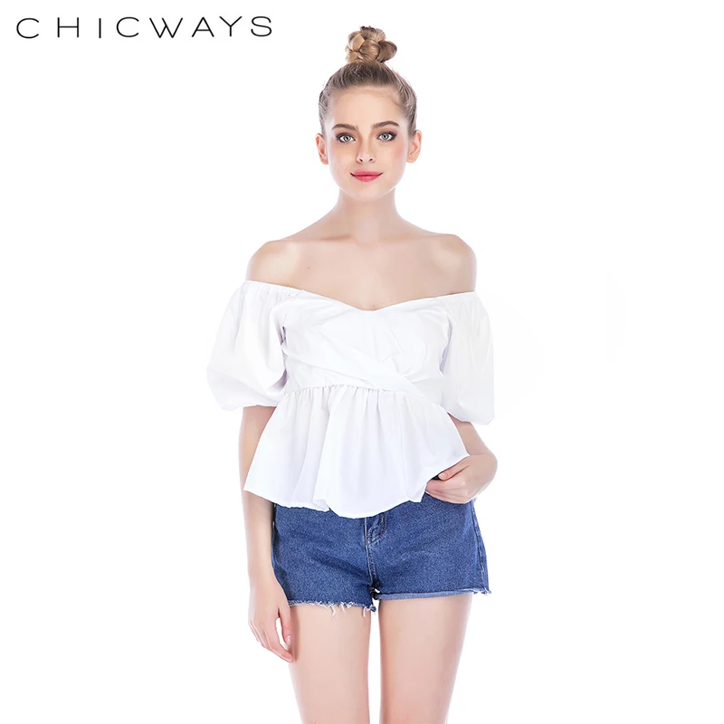 Chicways летние топы с открытыми плечами Для женщин блузка модные пикантные крест