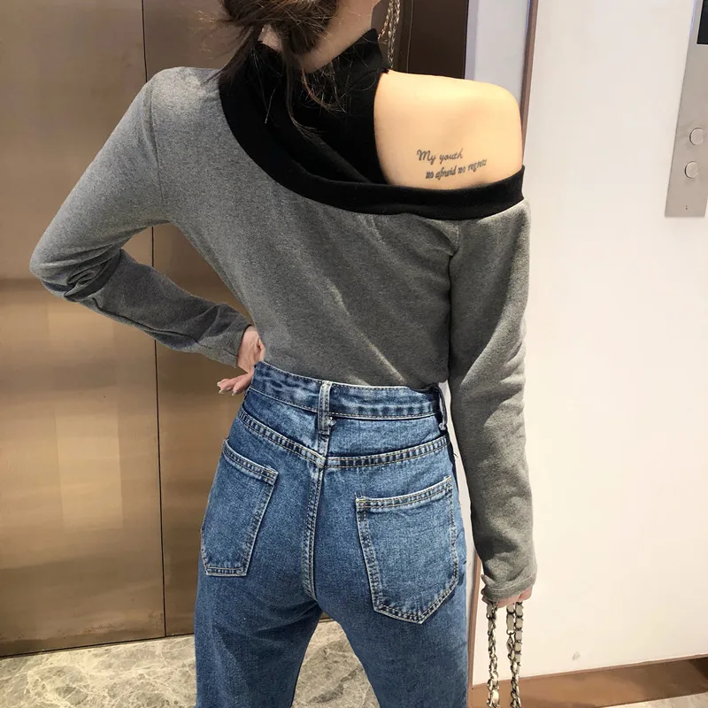 halter T shirts summer women fashion spring fall casual brand tshirt off shoulder tops hollow out tees camisetas femininas new |