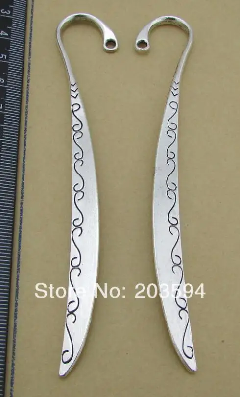 

Wholesale 10Pcs /Lots Antique Silver Bookmark Metal Bookmark with loop 120mm
