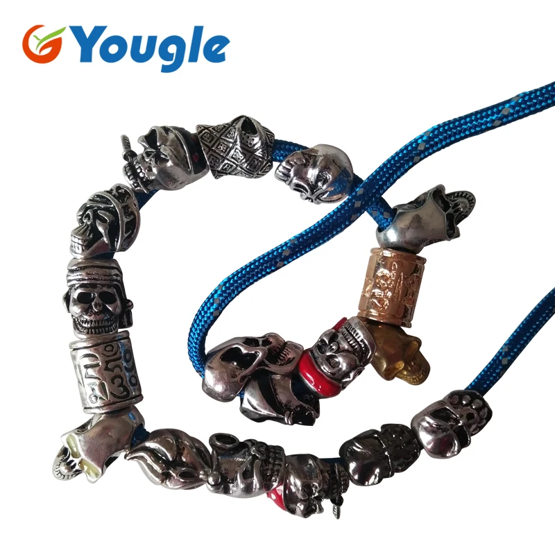 Металлические бусины YOUGLE 5 шт./лот в виде черепа цилиндрические для самодельных