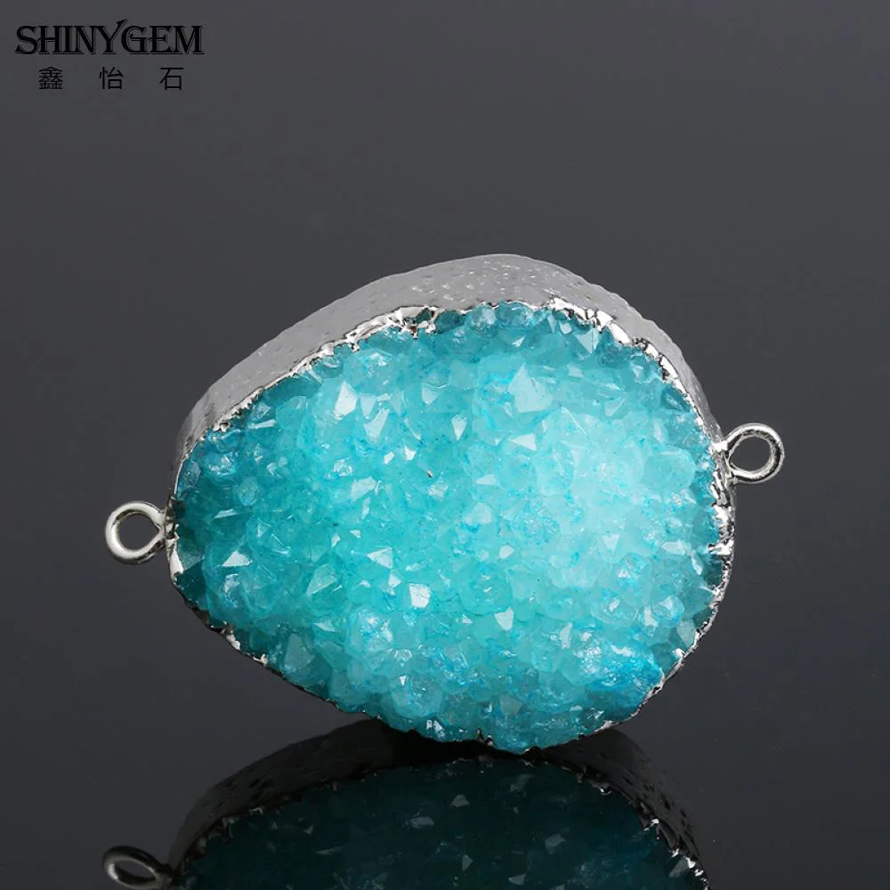 ShinyGem нерегулярные Druzy Подвески 6 цветов кристалл кулон покрытый серебром