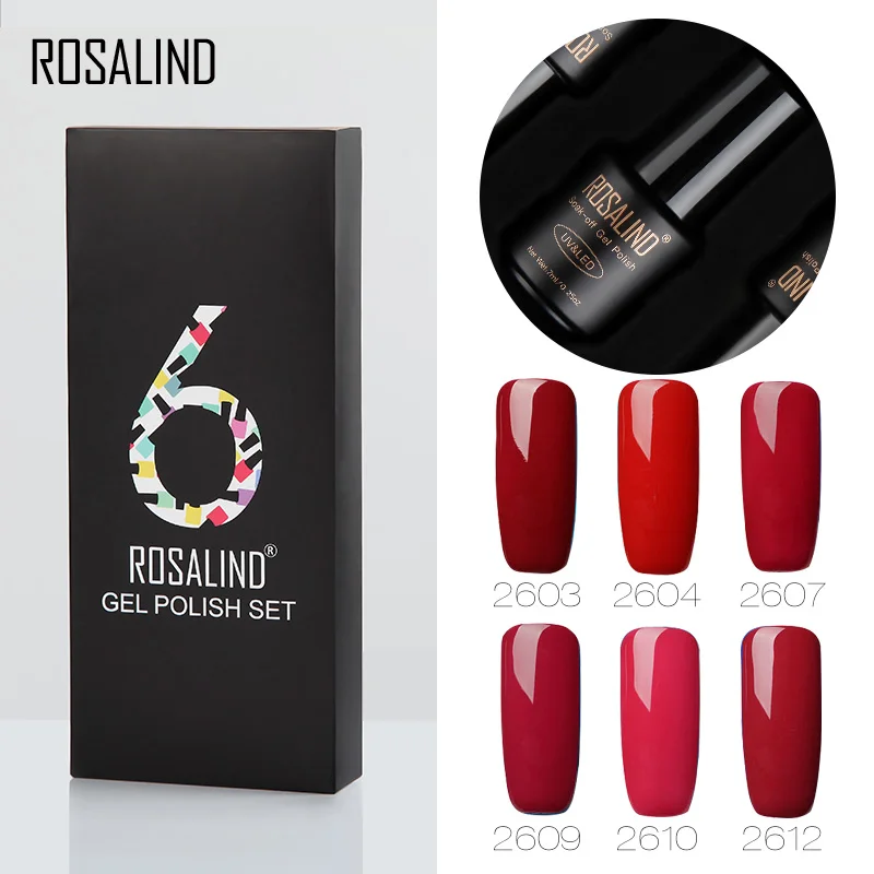 (6 шт./лот) набор гель-лаков для ногтей ROSALIND 7 мл чистый цвет маникюра