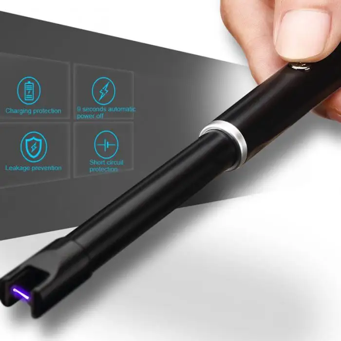 Новая USB перезаряжаемая дуговая Зажигалка для свечей с двойным индикатором блокировки заряда для лагеря BBQs плита NE