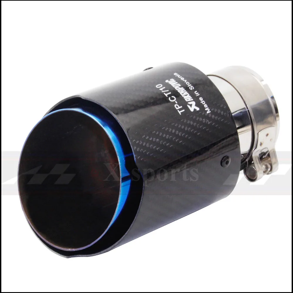 Akrapovic выхлопные трубы для автомобиля, твил, глянцевый карбоновый глушитель, наконечник хвоста, универсальный, нержавеющая сталь, прямой фланец, синий