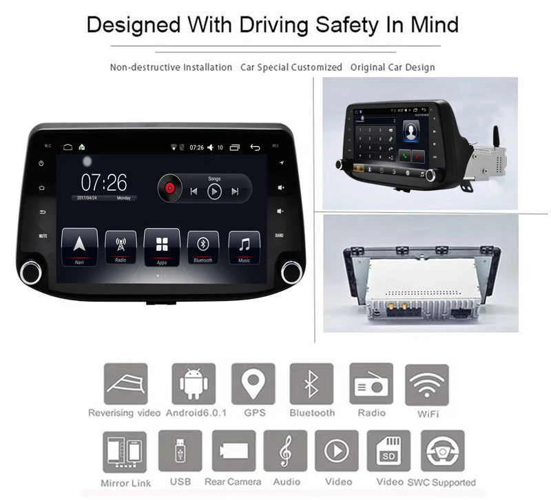 Android 7 1 автомобильный DVD мультимедийный плеер для Hyundai I30 2017 2018 Встроенный GPS