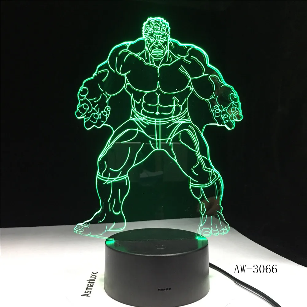 Фигурки Халка 3D иллюзия Светодиодная лампа Изменение цвета сенсорный ночник