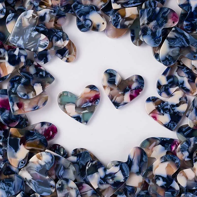 Heart Acetate Cabochon Gems For Native American Beaded Earring with a holes 23x20MM 30PCS/LOT am TAIDIAN