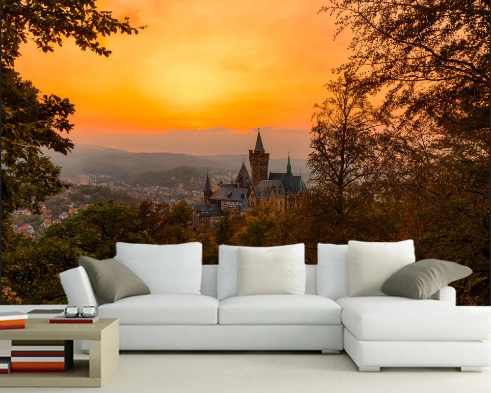 Обои обои для фотосъемки замки Осенние Подсолнухи город фоны гостиной спальни