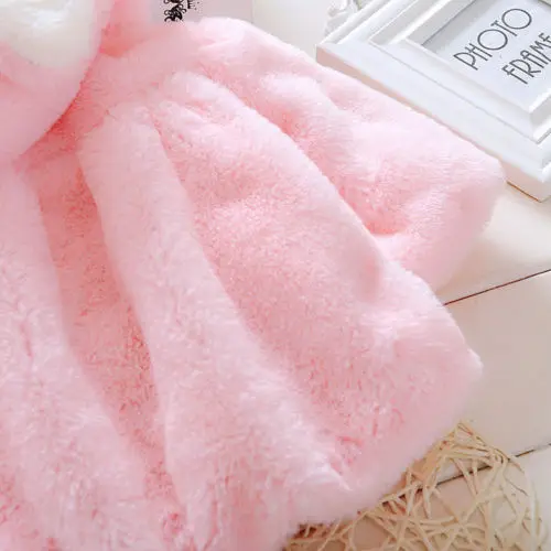 

Baby Girls Winter Jackets Warm Faux Fur Fleece Coat Children Jacket Rabbit Ear Hooded Outerwear Kids Jacket for Girls Clothing
