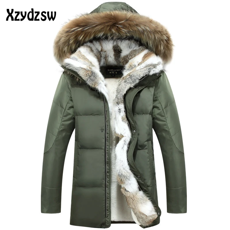 2016 новое поступление мужские пуховики с меховым воротником модная Толстая