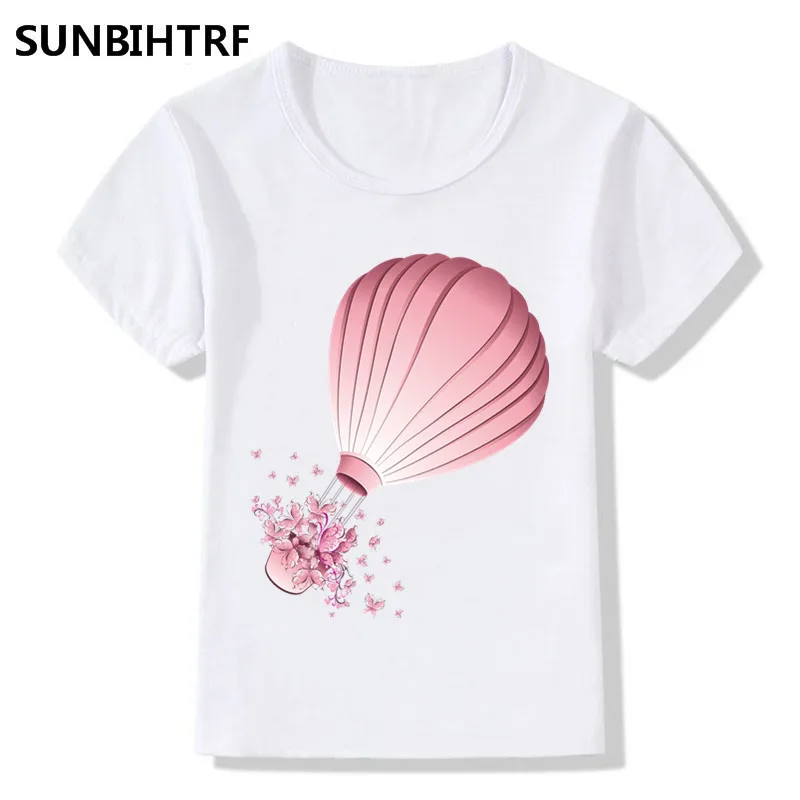 Коллекция 2018 года детские розовые футболки с принтом воздушного шара летние топы