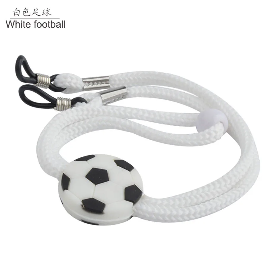 Регулируемый дети нейлон Защита от солнца очки шнур Нескользящие ребенок глаз ремень шнур на шею с силиконовыми концами - Цвет: White Football