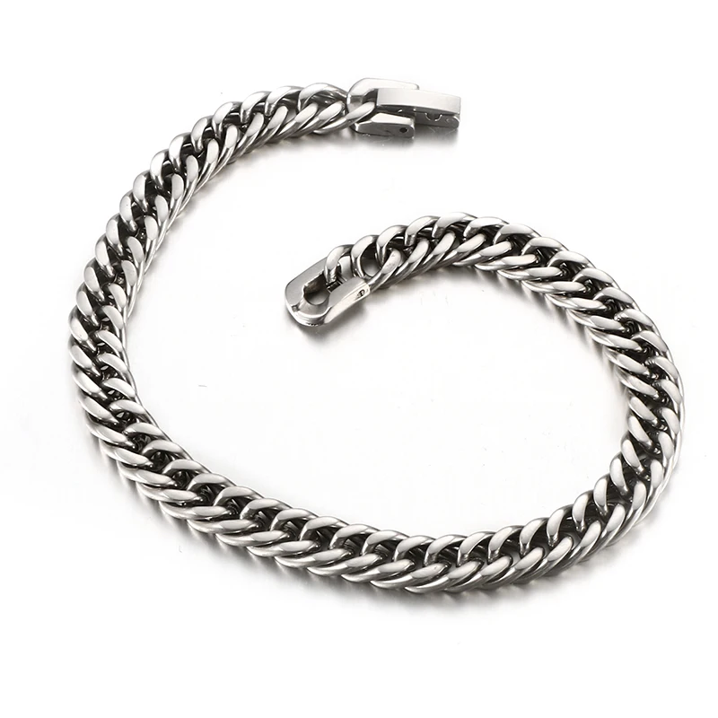 

8mm High Grade Stainless Steel Charm Silver Color Bracelet Men Vintage Bracelets Golden Bangles Male Men Jewelry Wristbands Band
