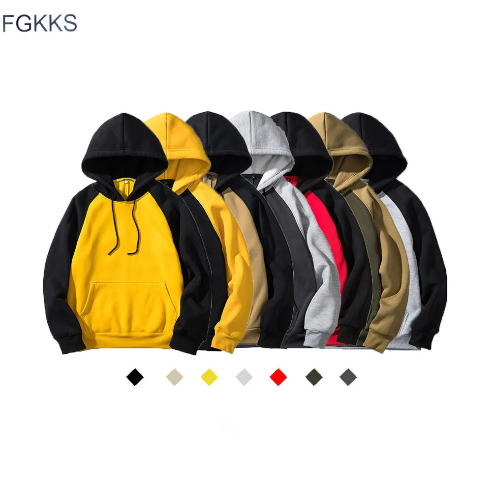 Мужская толстовка с капюшоном FGKKS желто-черный стильный свитшот худи в стиле
