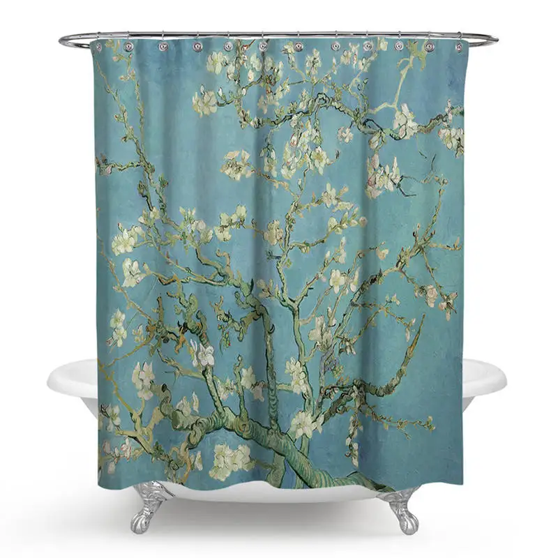 7 Flower Painting Printed Mildew Proof Polyester Shower Curtains Washable Waterproof Shower Curtains for Bathroom Home Decor - Цвет: 7