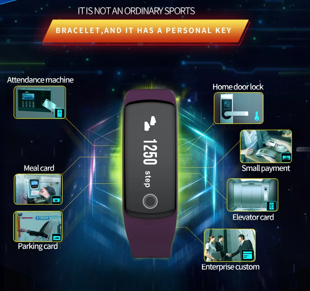 FORCA HB06 Built-in NFC Smart Bracelet Heart Rate Tracker(ongoing &amp static) IP67 Waterproof Alarm Clock For IOS Androids | Электроника