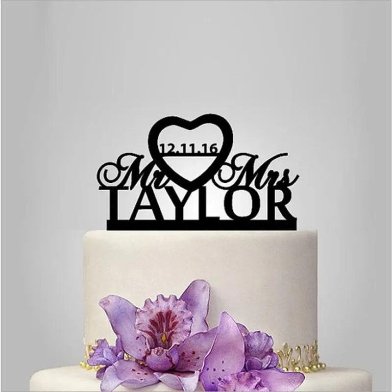 

Custom Mr and Mrs Cake Topper, Last Name and Wedding Date Cake Toppers, Sweet Wedding Party Decoration Cake Design