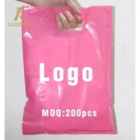 200 pcs custom shopping handle plastic baggift plastic packaging bag for garmentprinted logo promotion bag