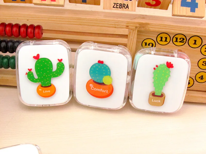 LIUSVENTINA Merry Christmas DIY акриловое милое растение кактус в горшках чехол с зеркалом для контактных линз случайный узор