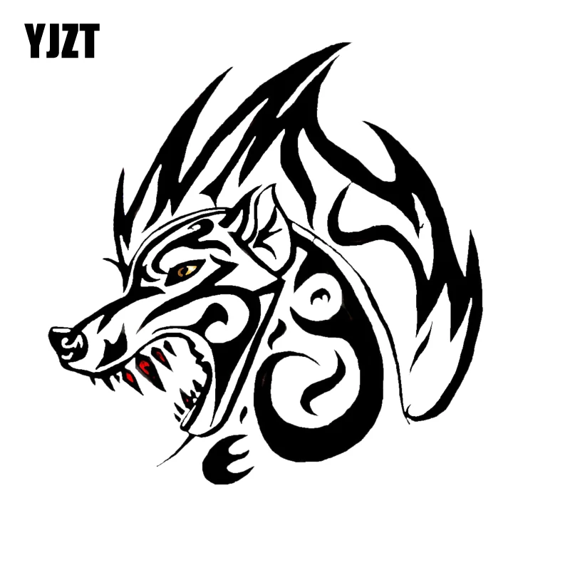 

YJZT 13.7CM*13.9CM Black Striped Wolf Decal PVC Motorcycle Car Sticker 11-00532