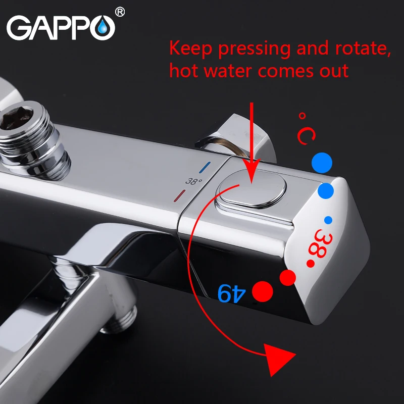 gappo modern thermostatic shower faucet set rainfall sprayer bathtub tap bathroom faucets tapware bath mixer crane free global shipping