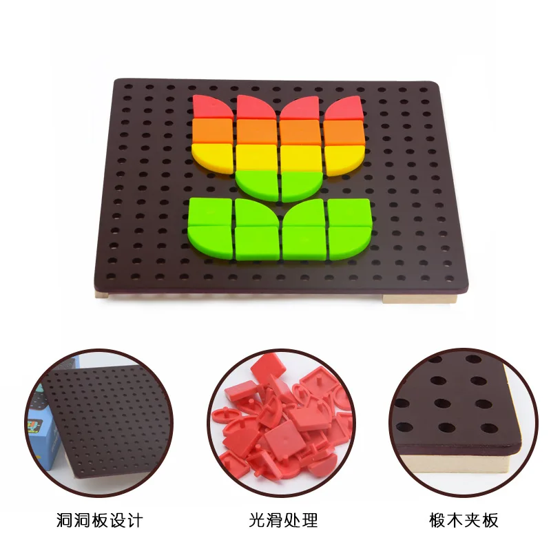 Мозаика с геометрическим узором Пазл деревянный и пластиковый Детский обучающий