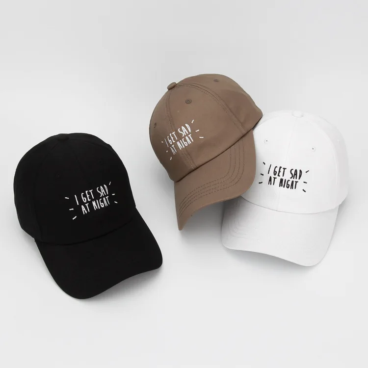 2016 Curved Brim Fitted Trucker Hat Brand I Get sad at night Snapnack Hat Letter Baseball Cap Women Men Hip Hop Bone Fishing Cap