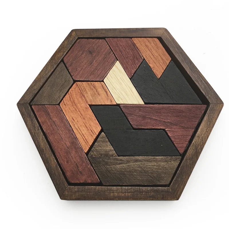 JaheerToy Tangram пазл доска геометрическая форма Детские деревянные игрушки для детей Монтессори обучающая игрушка шестиугольник
