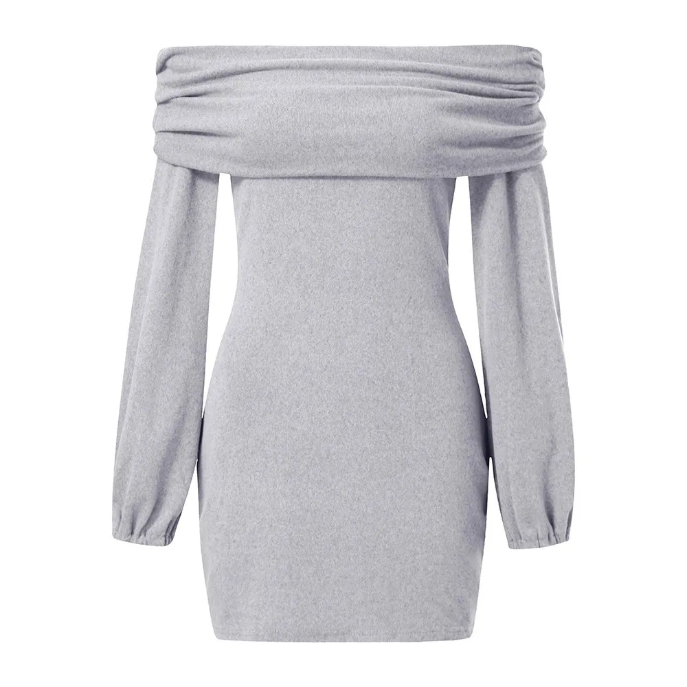 Women Summer autumn Dress 2019 Sexy Off Shoulder Long Sleeve Elastic Bodycon Party Dresses slash neck summer women dress | Женская