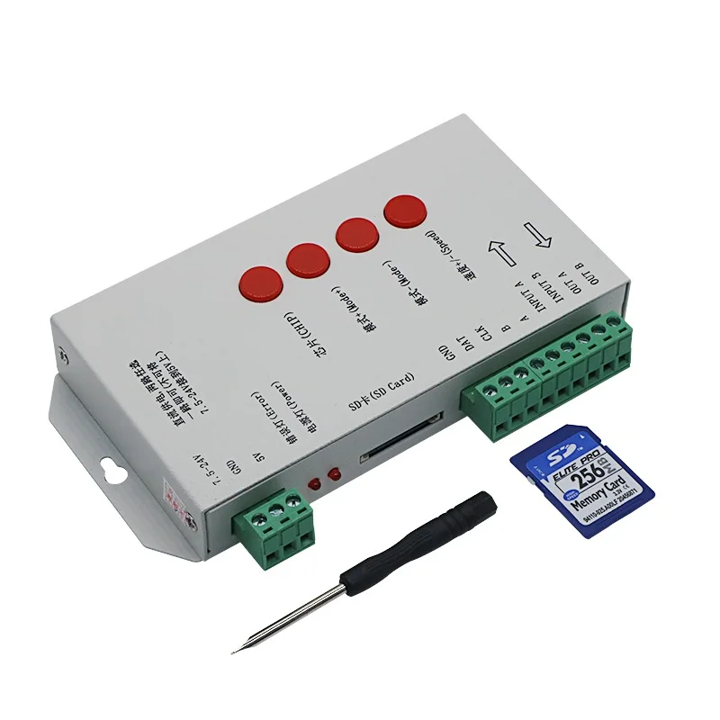 Szoumy T1000S sd карта WS2801 WS2811 WS2812B LPD6803 LED 2048 пикселей контроллер DC5 ~ 24V T 1000S RGB 10 шт