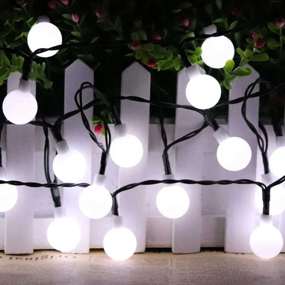 ICOCO 30 LED Солнечная энергия Матовый акриловый маленький белый шар световая