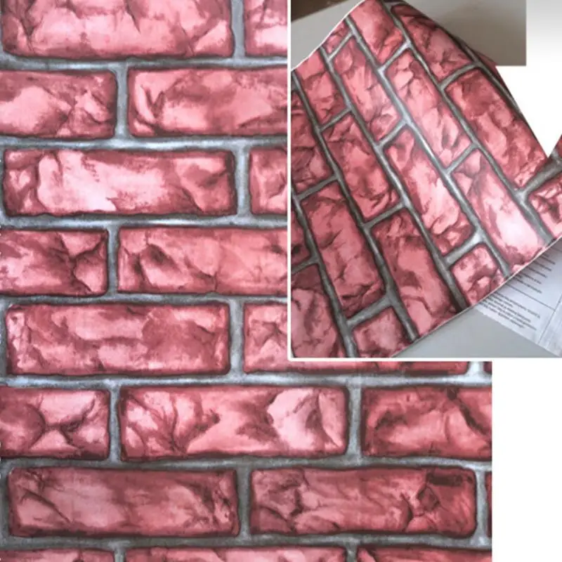 100X45 см водостойкая кирпичная 3D текстура клейкая настенная бумага домашняя настенная декоративная ручка бумажная фоновая Настенная Наклейка