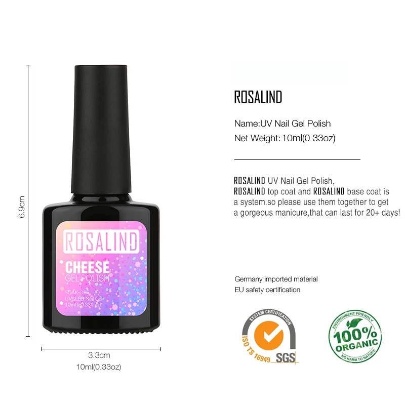 

ROSALIND Gel 1S 10ml Black Bottle Newest Cheese N01-N24 UV Gel Nail Polish Soak-off Nail Art Dried with LED Lamps UV Lamps