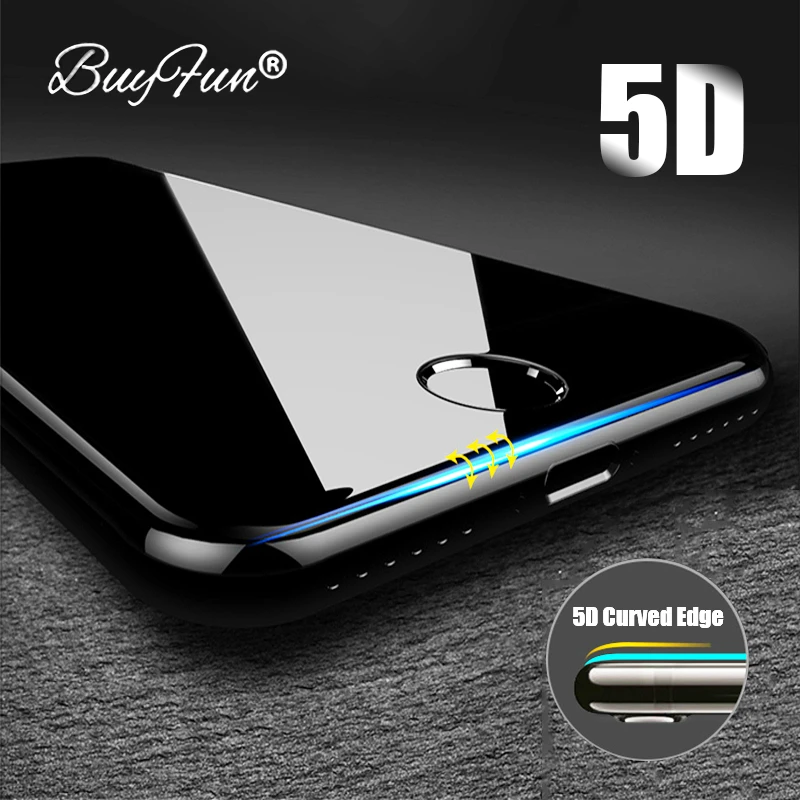 5D Оригинальное изогнутое стекло для iPhone 7 полноэкранная защита Apple XS Max XR X 6 8 Plus