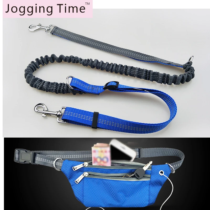 

Dogs Leashes Waist Rope bag Set Running Elasticity Hand Freely Pet Dogs Harness Collar Jogging Lead and Adjustable Dog Leash
