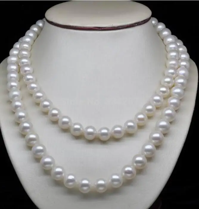 Jewelry Pearl Necklace noble women gift 48INCH GOLD CLASP HUGE 32&quot Natural Huge 9.5-10mm level white pearl nec Free Shipping | Украшения